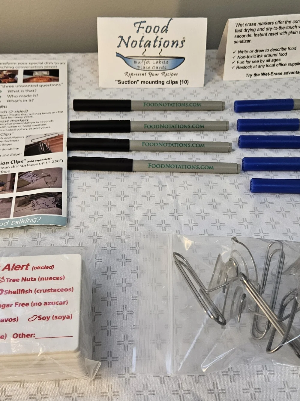 Food Notations Reusable Buffet Label Place Cards w/ Markers 2 Allergy Specific